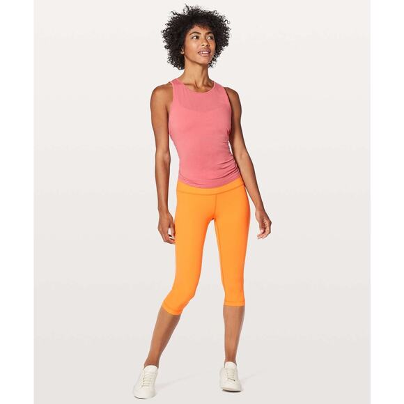 Lululemon Athletic Active Wunder Under Hi-Rise Crop Orange Leggings Size 6 - Picture 1 of 5